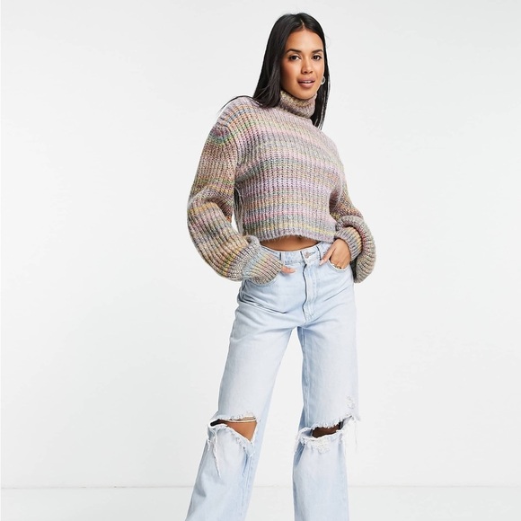 ASOS Topshop Women’s Knit Space Dye Rollneck Pullover Sweater Size 8-10 Medium - Picture 13 of 14